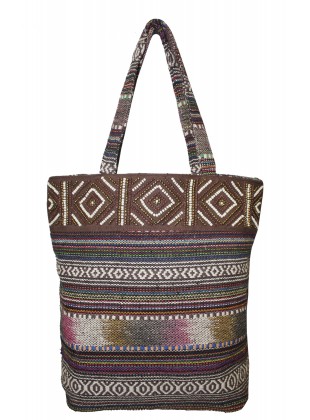 Frosty Grey Aztec Jacquard Bag